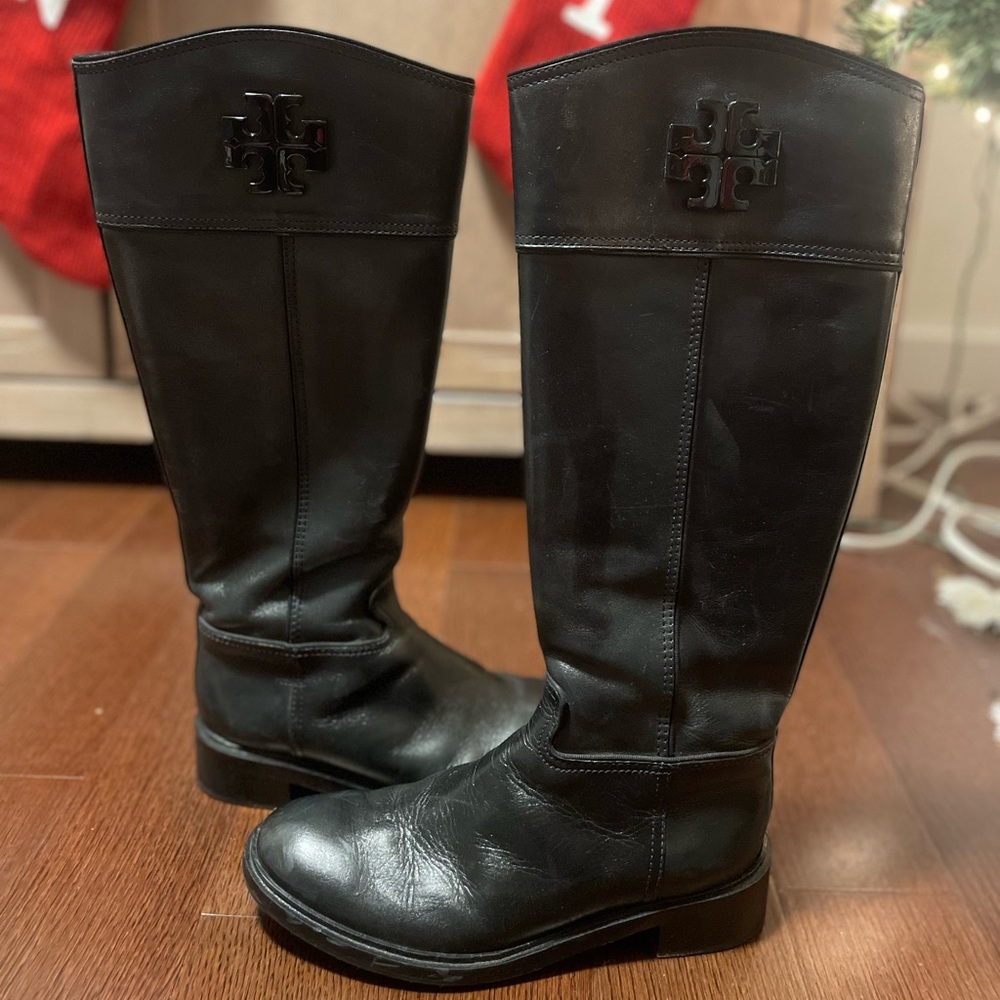Tory Burch Black Leather Riding Boots
